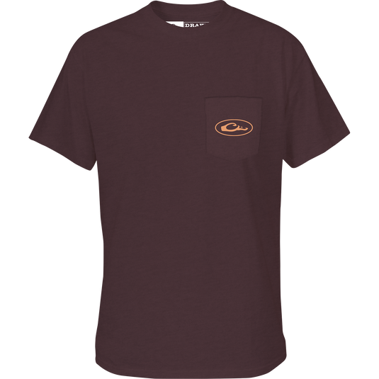 A Sunset Flight T-Shirt with a Drake logo on the front pocket, showcasing a twilight scene from the Vintage Drakes Series.