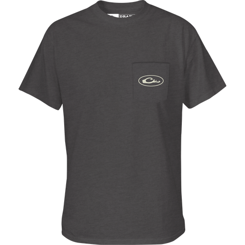 A Shoveler Circle T-Shirt with a front chest pocket featuring the iconic Drake logo.