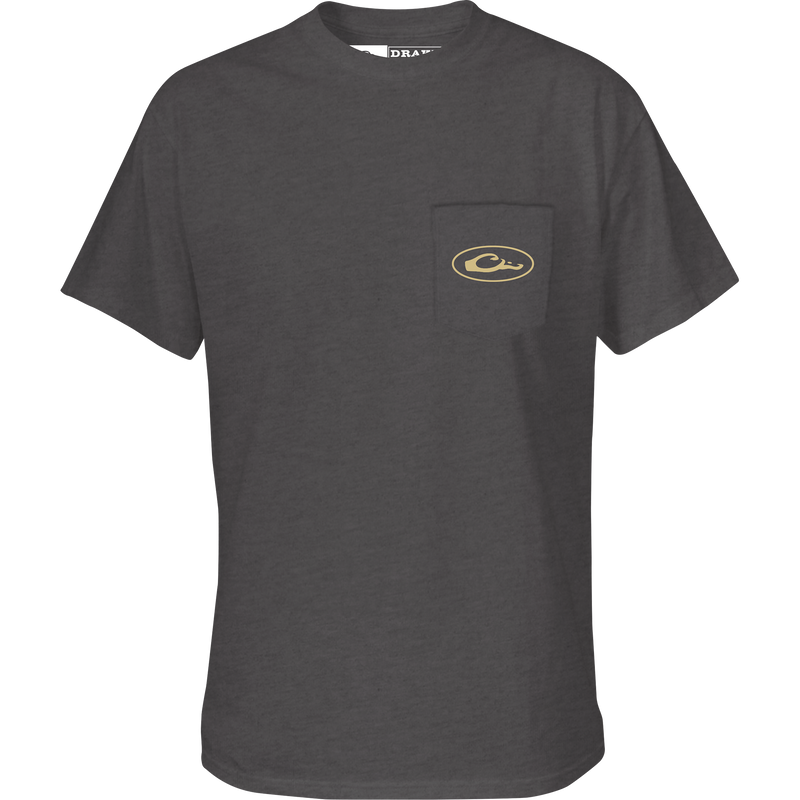 Old School In Flight T-Shirt with Drake logo on chest pocket. Lightweight and comfortable blend of cotton and polyester.