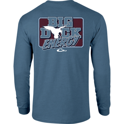 Big Duck Energy Long Sleeve T-Shirt featuring the Drake logo on the front pocket and a large graphic on the back, made from a soft cotton-polyester blend.