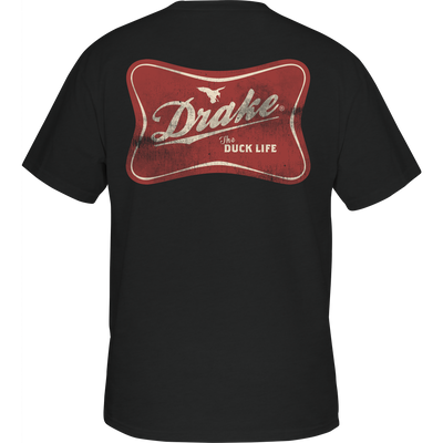 The Drake Life T-Shirt features a front pocket with the Drake logo and a back graphic from the Snark Graphic Tee Series, made of a cotton-polyester blend.