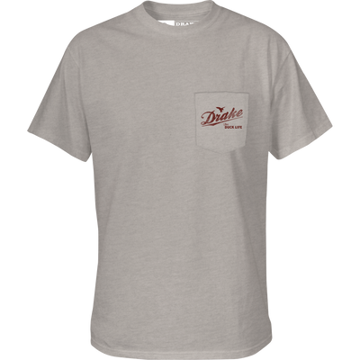 The Drake Life T-Shirt features a front pocket logo and a Drake Duck Life graphic on the back, crafted from a comfortable cotton-polyester blend.