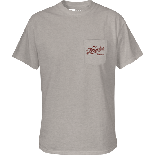 The Drake Life T-Shirt features a front pocket logo and a Drake Duck Life graphic on the back, crafted from a comfortable cotton-polyester blend.