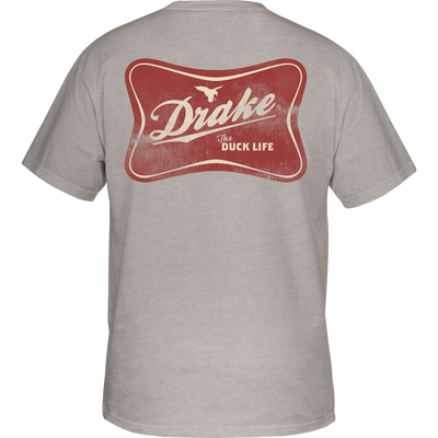 The Drake Life T-Shirt features a front pocket with the Drake logo and a back graphic of a duck, crafted from a cotton-polyester blend.