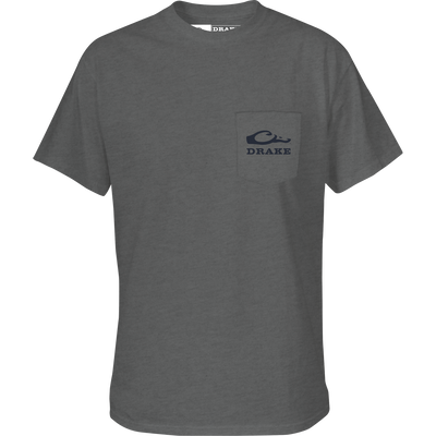 Sportin A Woodie T-Shirt featuring Drake logo on front pocket and a graphic on the back, crafted for comfort from a cotton-polyester blend.