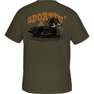 Sportin A Woodie T-Shirt with Drake logo on front pocket and graphic on back, crafted from a soft cotton-polyester blend. Part of the Snark Graphic Tee Series.