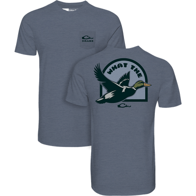 What the Duck T-Shirt featuring a small front pocket Drake logo and large back graphic of a flying duck with “WHAT THE…” text above.