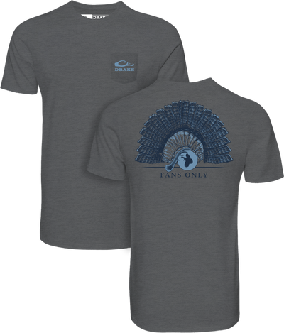 Fans Only T-Shirt featuring a front pocket with Drake logo and back design of feathers with Fans Only text, from the Snark Graphic Tee Series.