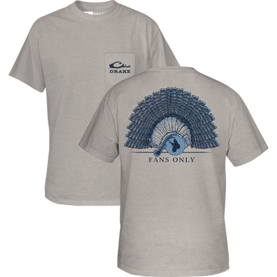 Fans Only T-Shirt with Drake logo pocket and large back graphic featuring blades and silhouetted figure, blending comfort and style from Drake's Snark Graphic Tee Series.