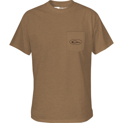 Retro Ringneck T-Shirt with Drake logo pocket and Ringneck graphic from Retro Series, made of soft cotton-polyester blend for comfort and style.