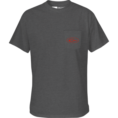 Steel Blend T-Shirt featuring a red Drake logo on the front pocket, crafted from a soft cotton-polyester blend for comfort and durability.