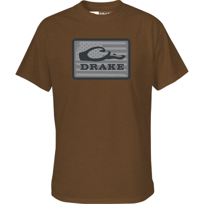 Graphic Work T-Shirt from Drake Waterfowl, featuring the Drake Work Logo on the front, highlighting craftsmanship and comfort with a 60% cotton, 40% polyester blend.