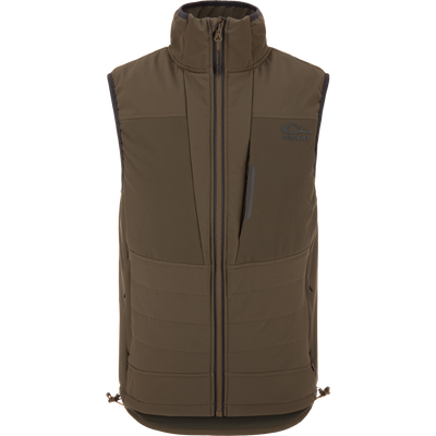 LST BMF Vest with Primaloft, featuring a quilted-insulated design, stand-up collar, Magnattach™ chest pocket, and YKK® Vislon® zipper, ideal for versatile layering.