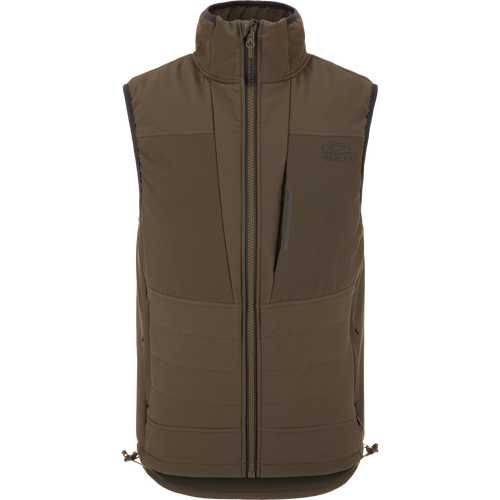 LST BMF Vest with Primaloft, featuring a quilted-insulated design, stand-up collar, Magnattach™ chest pocket, and YKK® Vislon® zipper, ideal for versatile layering.