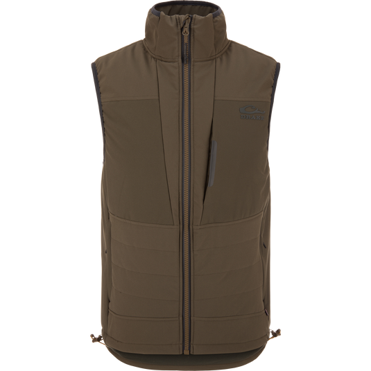 LST BMF Vest with Primaloft, featuring a quilted-insulated design, stand-up collar, Magnattach™ chest pocket, and YKK® Vislon® zipper, ideal for versatile layering.
