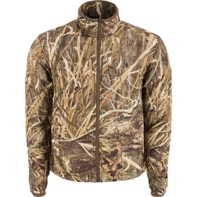 LST CommandXT 3-in-1 PrimaLoft Insulated Jacket featuring realistic reeds and marsh grass camouflage, full-zip front, stand-up collar, and articulated fit for hunting.