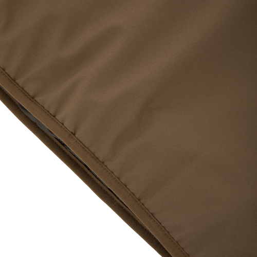 Close-up of LST BMF Eqwader Full Zip with Primaloft, showcasing diagonal stitched seam and padded, quilted synthetic fabric for weather protection and warmth.