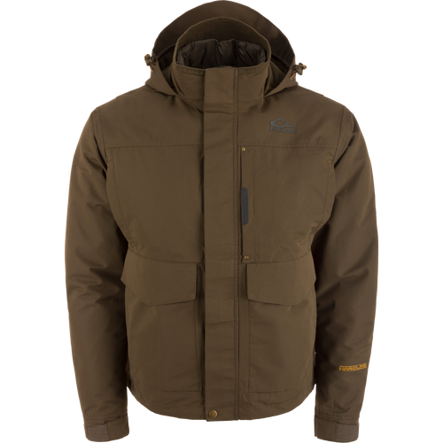 LST Hardline 3-in-1 Jacket with hood, storm-flap, hand-pocket flaps, and “Drake” branding, ideal for adaptable, durable outdoor protection.