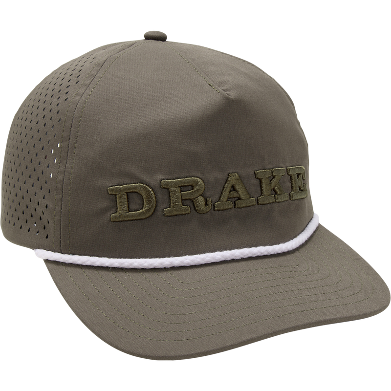 Perf Flatbill Roper Cap, a stylish baseball cap featuring a detailed close-up of its structured headgear and unique design elements, ideal for fashion-conscious outdoor enthusiasts.