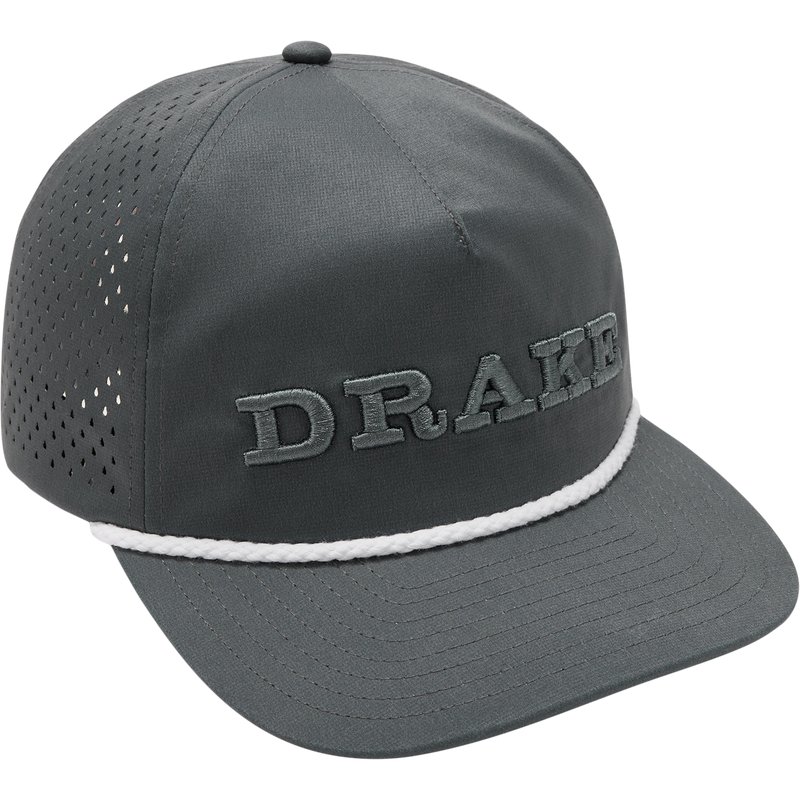 Perf Flatbill Roper Cap, a stylish baseball cap, showcased in close-up, highlighting its detailed craftsmanship and sleek design, ideal for outdoor and casual wear.