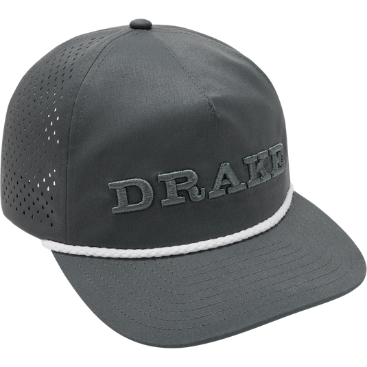 Perf Flatbill Roper Cap, a stylish baseball cap, showcased in close-up, highlighting its detailed craftsmanship and sleek design, ideal for outdoor and casual wear.