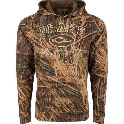 Performance Hoodie crafted from durable polyester-spandex fleece with anti-pilling, featuring a kangaroo pocket and adjustable hood, ideal for versatile outdoor wear.