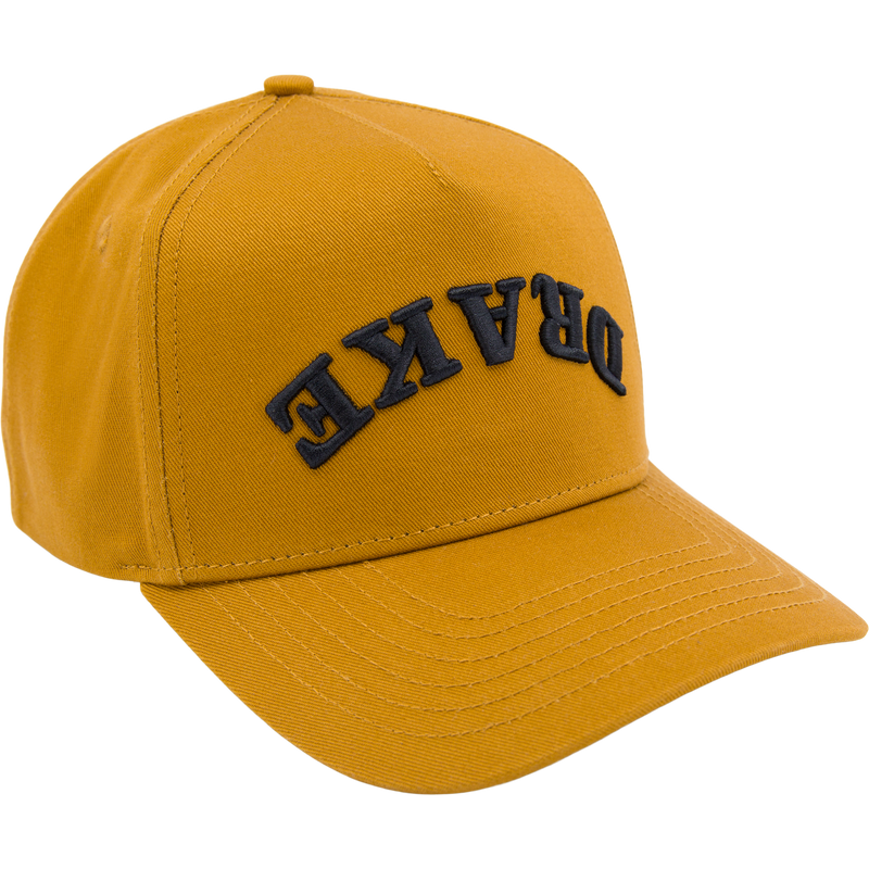 Drake X Lost Hat Easy 5 Panel Cap with DRAKE embroidery, featuring a curved bill and snapback closure, ideal for stylish outdoor or casual wear.