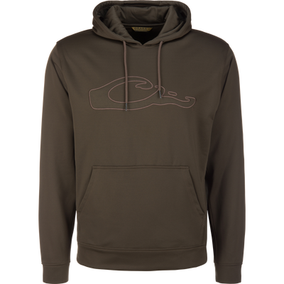 Performance 8-Shot Hoodie with a drawstring hood, kangaroo pocket, and raised-stitch chest logo, designed for durability and flexibility with anti-pilling fleece.