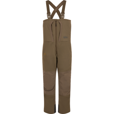 BMF Uninsulated Pit Bib waders featuring adjustable straps, front zipper, and reinforced panels, designed for durability in harsh outdoor conditions and optimal mobility.