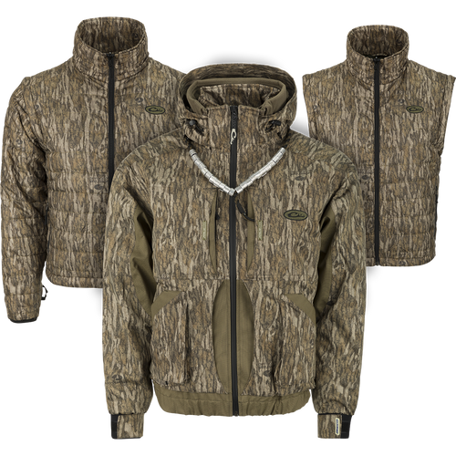 LST Reflex 3-in-1 Plus 2 Jacket - Realtree: Versatile hunting jacket with waterproof fabric, removable sleeves, and adjustable hood. Stay warm, dry, and comfortable in any condition.