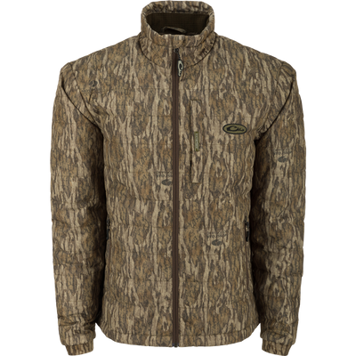 Alt text: MST Synthetic Down Pack Jacket with durable shell, adjustable waist, and zippered pockets, ideal for hunting and outdoor activities.
