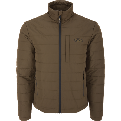 MST Synthetic Down Pack Jacket featuring a horizontal baffle design, packs into its pocket, with drawcord adjustable waist. Ideal for versatile hunting and outdoor adventures.