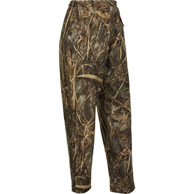 A pair of waterproof camouflage pants, designed for hunters needing total protection against the elements. Generously cut to be worn over base layers or jeans. Matches with EST Heat-Escape Full Zip or 1/4 for lightweight rain gear.