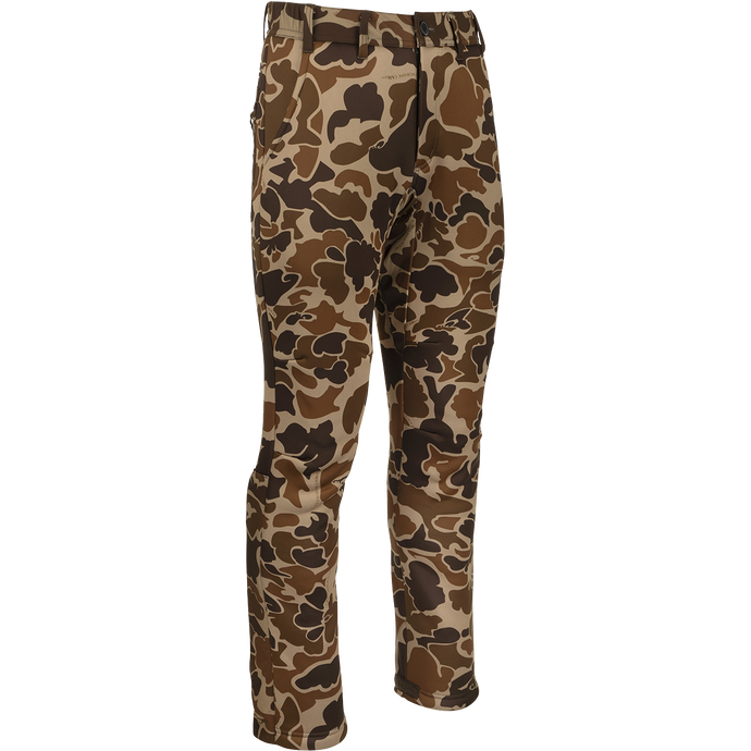 MST Ultimate Wader Pants - Old School: Camouflage pants with adjustable ankle fit for wearing under waders or as casual pants.