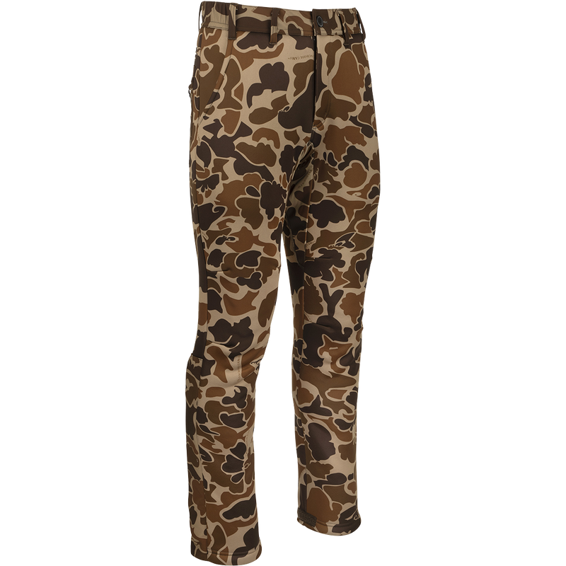 MST Ultimate Wader Pants - Old School: Camouflage pants with adjustable ankle fit for wearing under waders or as casual pants.