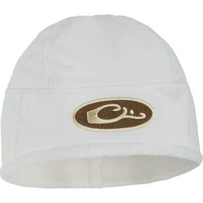 MST Windstopper Beanie with brown-and-cream logo on cuff, featuring a windproof, breathable design and grid-fleece lining for ear coverage and warmth.