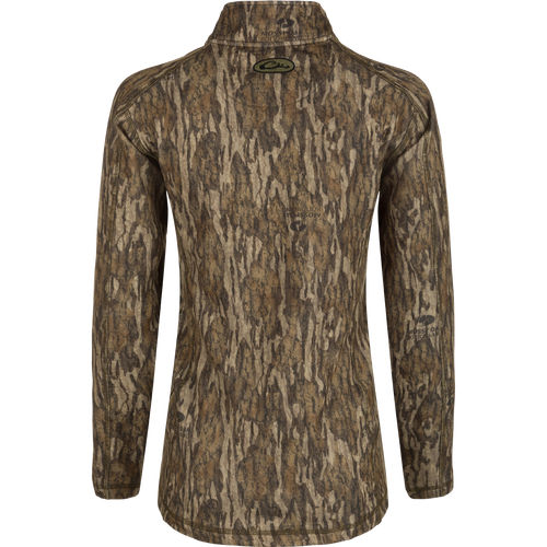 Women's MST Breathelite 1/4 Zip Camo Pullover - A stylish, comfortable top with raglan sleeves and a vertical zippered chest pocket. Made of 91% Polyester/9% Spandex Fleece with a super soft grid fleece backing for next-to-skin comfort. Ideal for outdoor activities.