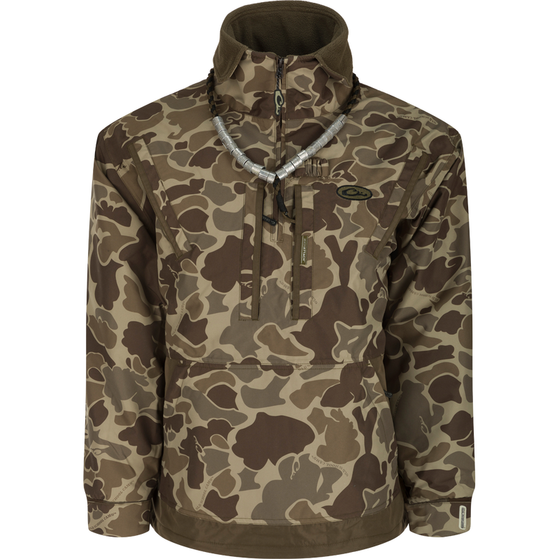 MST Waterproof Fleece-Lined 1/4 Zip Jacket: Versatile camouflage outerwear for hardcore hunters. Waterproof, windproof, and breathable. Adjustable cuffs, extendable collar, and multiple pockets for comfort and storage.