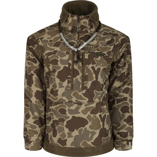 MST Waterproof Fleece-Lined 1/4 Zip Jacket: Versatile camouflage outerwear for hardcore hunters. Waterproof, windproof, and breathable. Adjustable cuffs, extendable collar, and multiple pockets for comfort and storage.