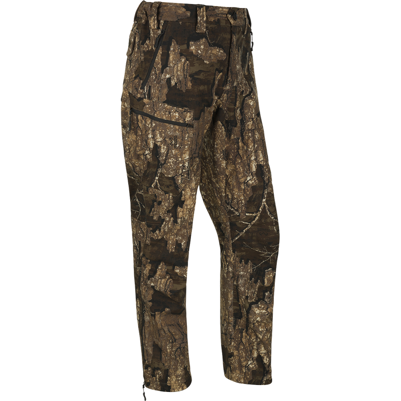 MST Softshell Waterfowler Pants - Realtree. Camouflage pants for mid-season or late-season hunts. Warm, comfortable, and versatile. Loaded with secure pockets. Perfect over-pants. Articulated knees, side-elastic waist, and gusseted crotch for freedom of movement.