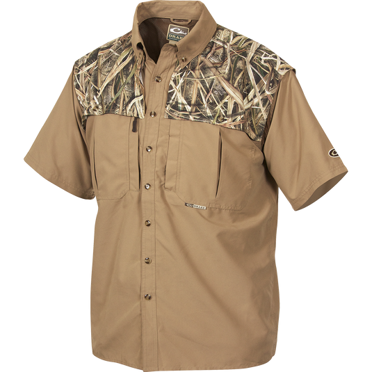 Drake Vented Wing Shooters Shirt Short Sleeve Camo - MossyOak Blades Habitat / Small Drake Vented Wing Shooters Shirt Short Sleeve Camo - MossyOak Blades Habitat / Small