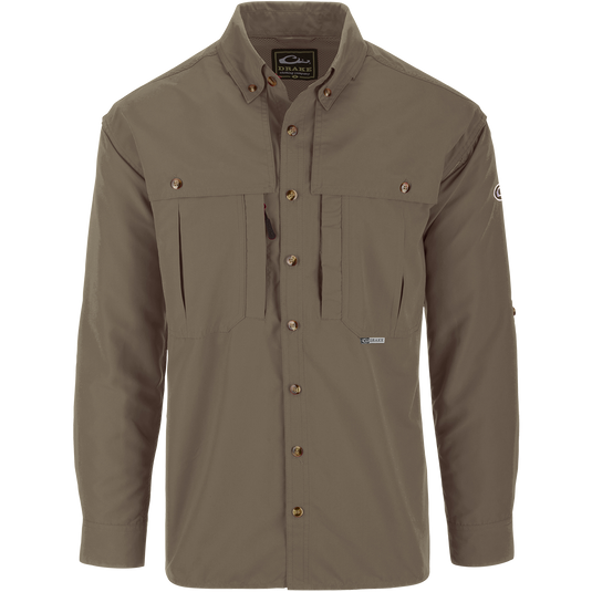 drake waterfowl dress shirts Solid Wingshooter's Shirt L/S Olive / Small