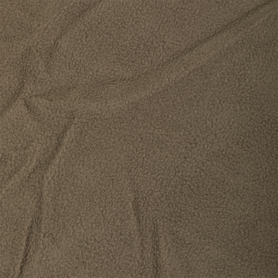 Close-up view of textured brown fleece from an MST Waterproof Full Zip Jacket w/ Hood.