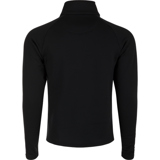LST Heavyweight Baselayer 1/4 Zip Top: A close-up of a black suit with long sleeves, offering exceptional stretch and unbeatable warmth without the weight. Stay warm and comfortable with moisture-wicking technology.