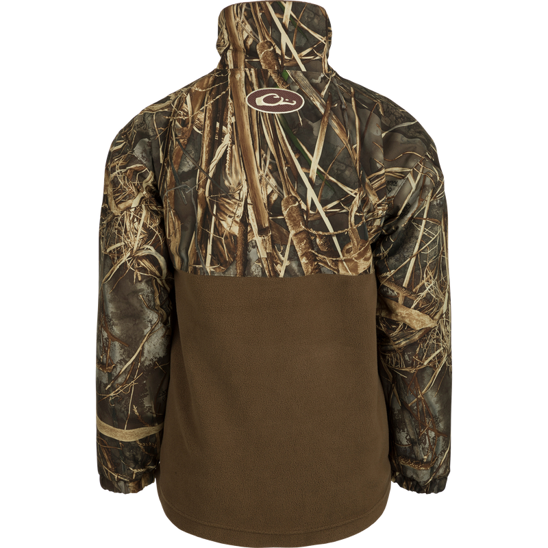 MST Youth Eqwader 1/4 Zip Jacket: A camouflage jacket with waterproof sleeves and breathable fleece on the lower body for comfort and performance.