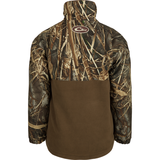 MST Youth Eqwader 1/4 Zip Jacket: A camouflage jacket with waterproof sleeves and breathable fleece on the lower body for comfort and performance.