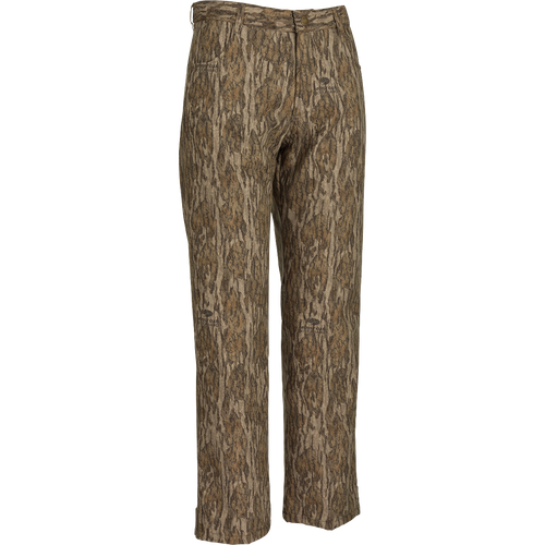 MST Women’s Refuge Bonded Fleece Pants, a pair of camouflage pants with 100% waterproof/windproof/breathable material and fleece lining. Ankle garters and elastic stirrups for a relaxed fit.