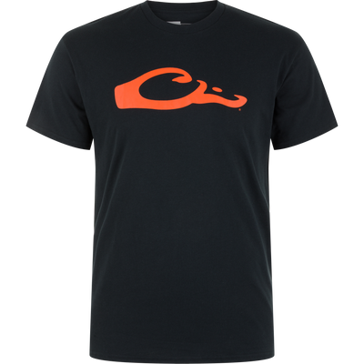 Drake Graphic Logo T-Shirt featuring a bold orange drip-shaped motif on the chest, made from a soft cotton-polyester blend for breathable, durable everyday wear.