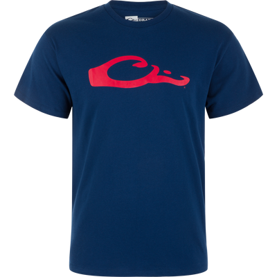 Drake Graphic Logo T-Shirt showcasing a red, wave-style C logo on the chest. Made from a breathable cotton-polyester blend, perfect for everyday comfort.