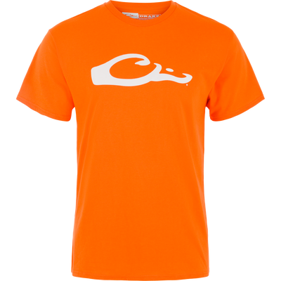 Drake Graphic Logo T-Shirt on mannequin, showcasing a bold white logo on chest. Made from a soft cotton-poly blend, it's ideal for casual, comfortable wear.